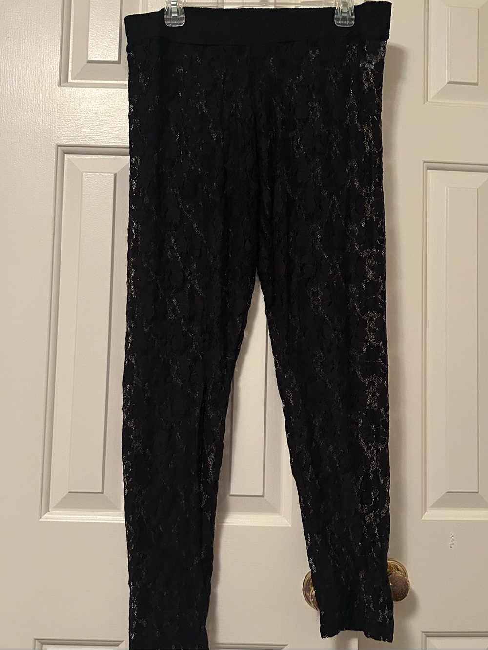 American Eagle Outfitters Women's XL Black Floral Lace Ankle Leggings Stretch